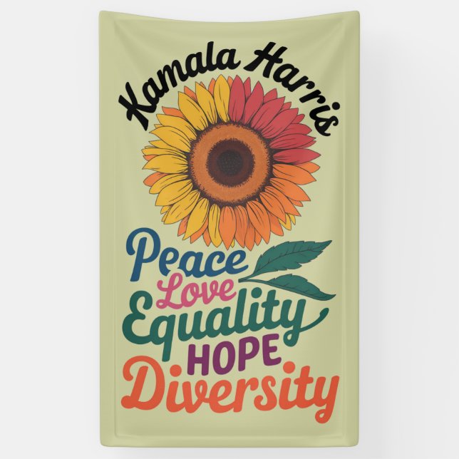Lona Kamala Harris Paz Amor Igualdad Esperanza Diversid (Vertical)