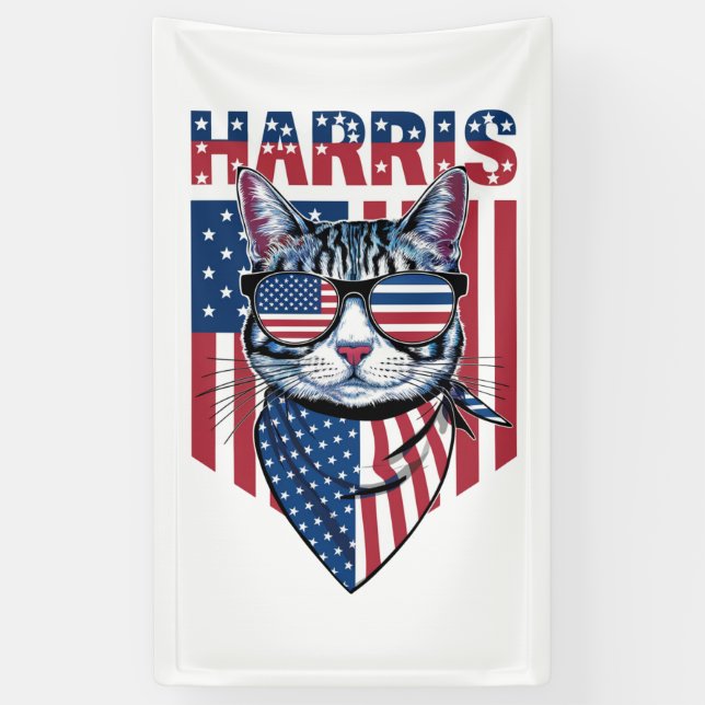 Lona Kamala Harris por el gato gracioso del presidente  (Vertical)