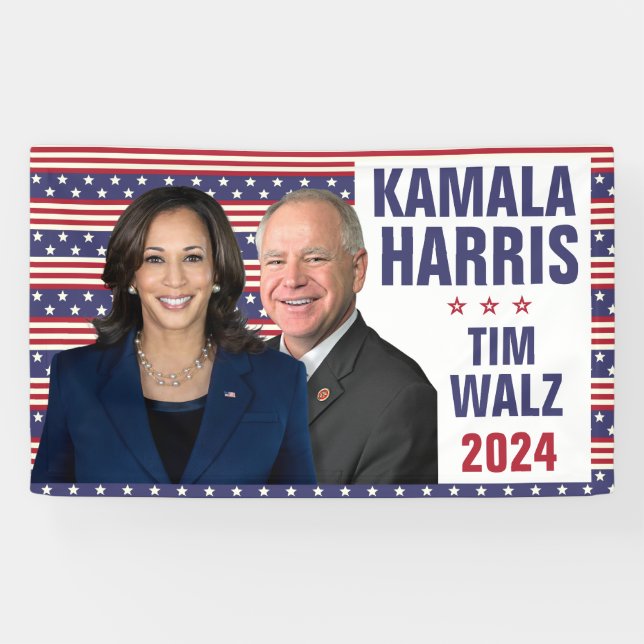 Lona Kamala Harris Tim Walz 2024 Vicefotos del presiden (Horizontal)