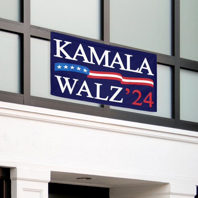 Lona Kamala Harris Walz 2024 Obviamente Azul (Edificio exterior)