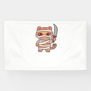 Lona Kawaii Halloween Mummy Cat con la espada Classic T