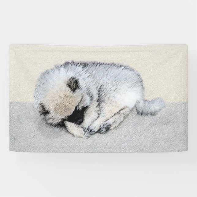 Lona Keeshond Sleeping Pinting Pintura Original De Perr (Horizontal)