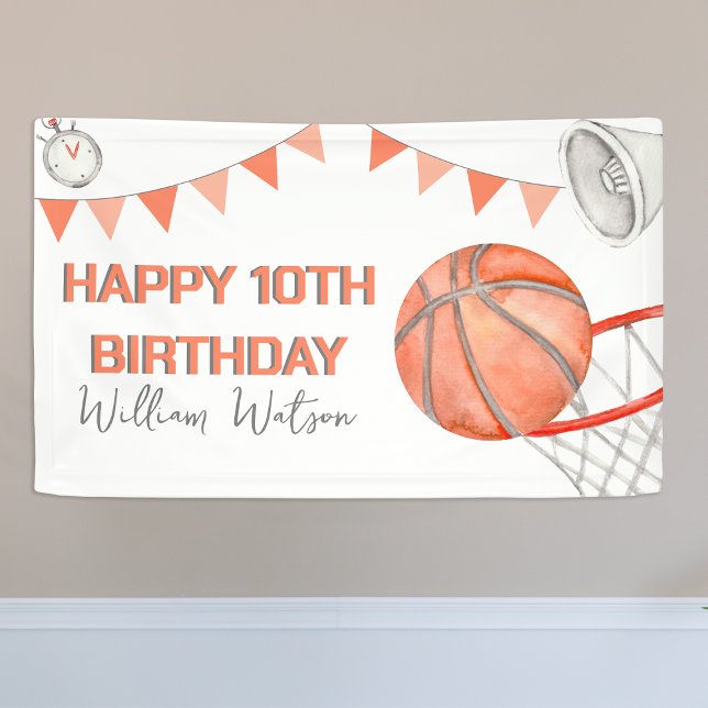 Lona Kids Basketball Watercolor Birthday Party (Subido por el creador)