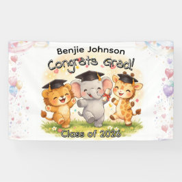 Lona Kid's Cute Safari Graduation Banner w/ Name
