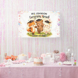 Lona Kid's Cute Woodland Graduation Banner w/ Name