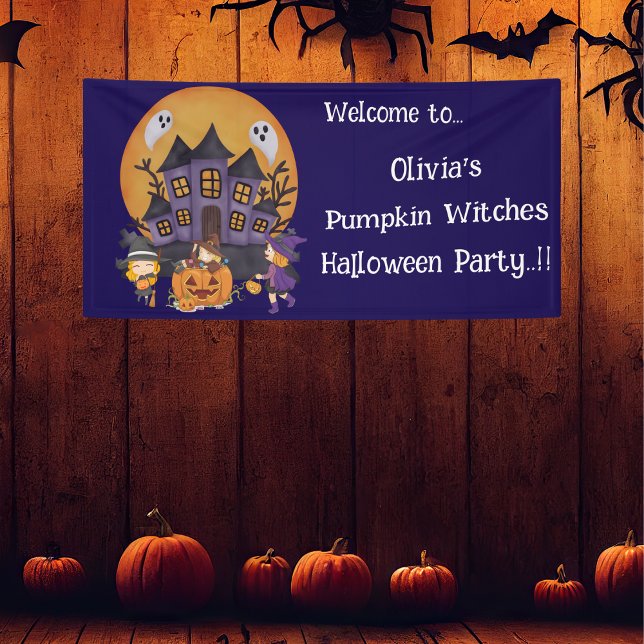 Lona Kids Pumpkin Witness Party Halloween (Pumpkin Witches Halloween Party Banner)