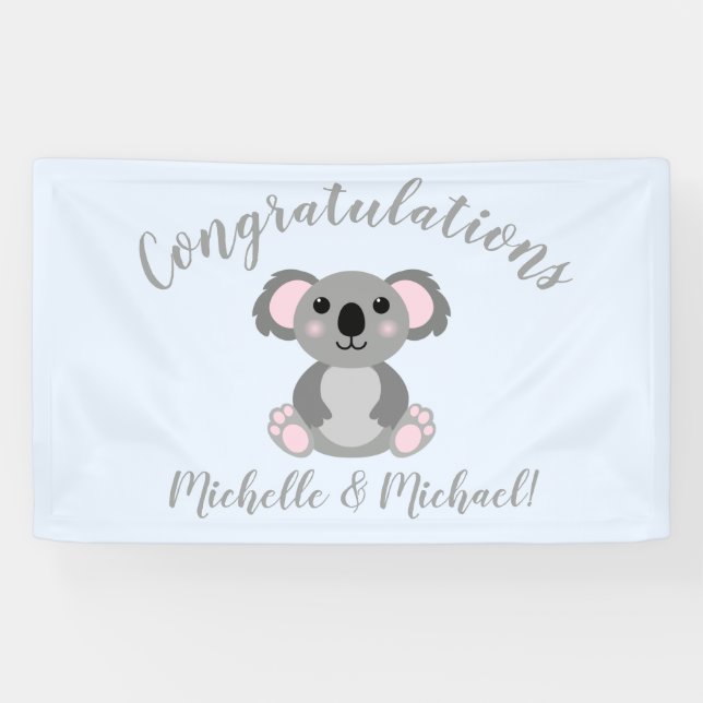 Lona Koala Bear Baby Shower Blue Boy (Horizontal)