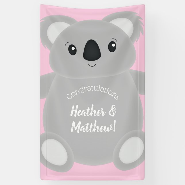 Lona Koala Bear Baby Shower Chica (Vertical)