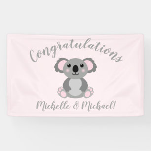 Lona Koala Bear Baby Shower Chica Rosa