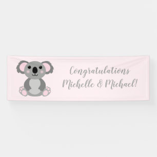 Lona Koala Bear Baby Shower Chica Rosa