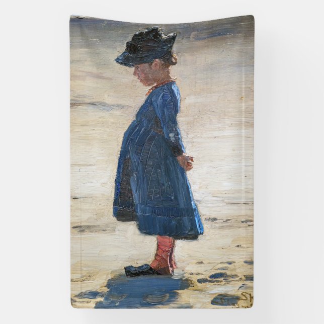 Lona Kroyer - Niña pequeña de pie en la playa Skagen (Vertical)