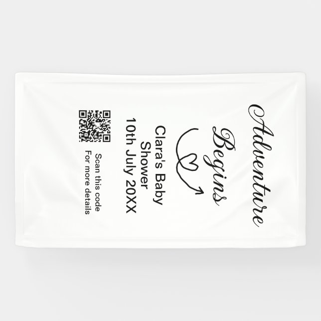 Lona La aventura comienza con la ducha de bebé barrido  (Horizontal)