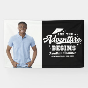 Lona La aventura comienza foto de fiesta de graduación 