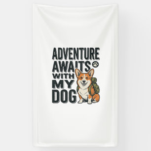 Lona La aventura espera con mi perro diseño vintage de