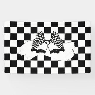 Lona La bandera del verificador y los coches de carrera
