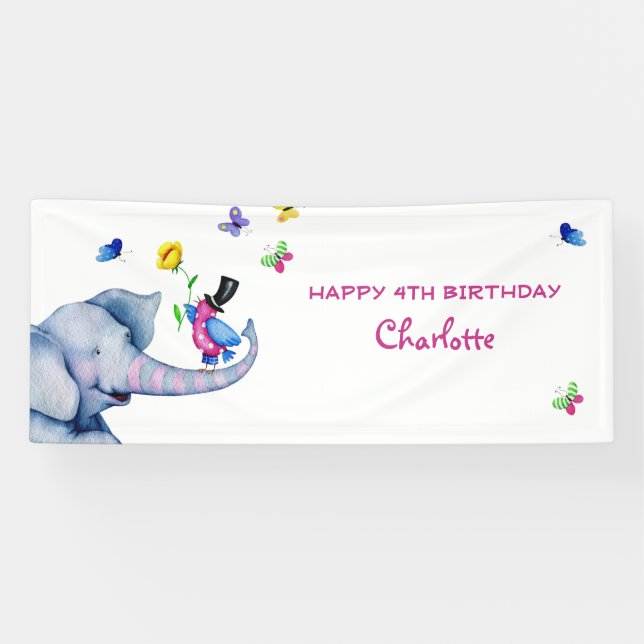 Lona La cara feliz del elefante (Horizontal)