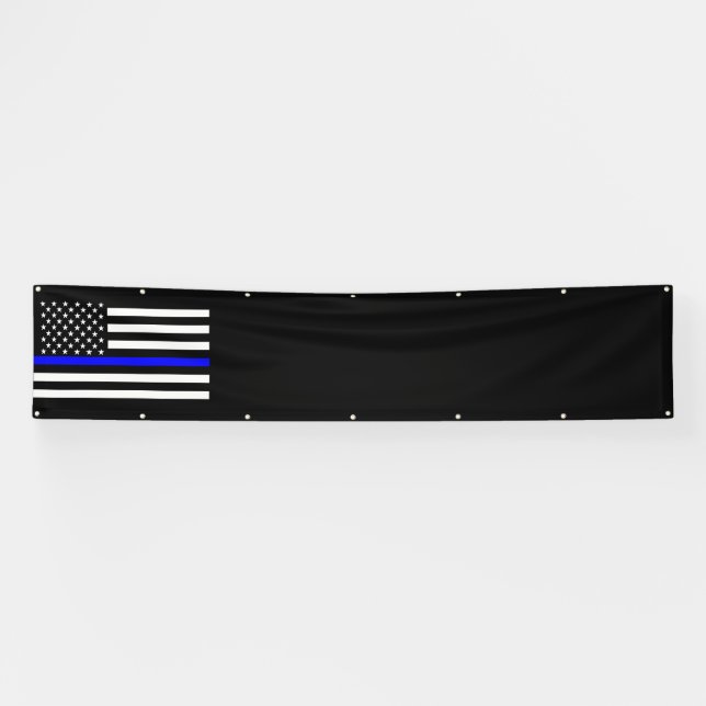 Lona La delgada línea azul de la pantalla de la bandera (Horizontal)