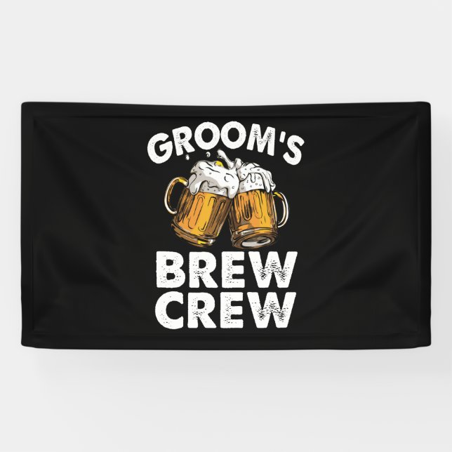 Lona La divertida fiesta de graduados de Groom Brew Cre (Horizontal)
