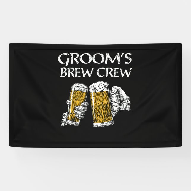 Lona La divertida fiesta de graduados de Groom Brew Cre (Horizontal)