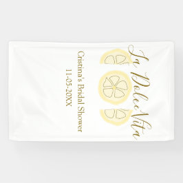 Lona La Dolce Vita amarillo limón ducha de novia pastel