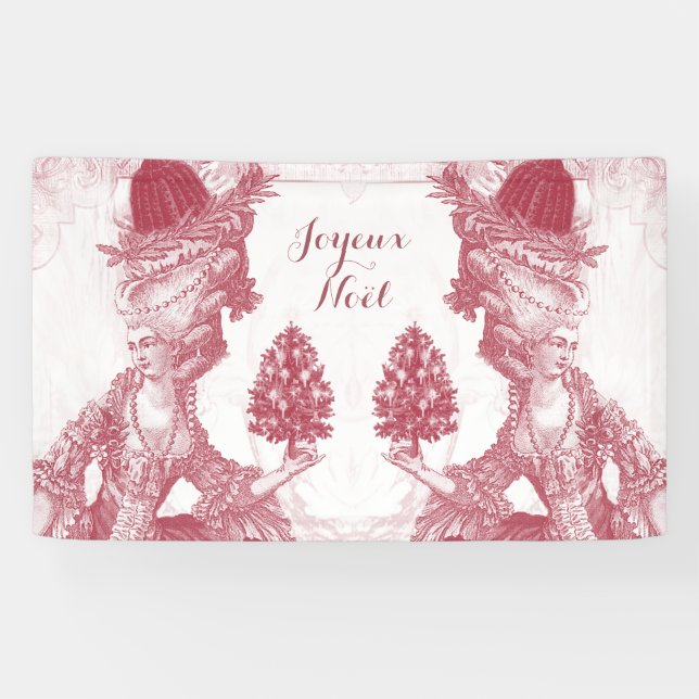 Lona La elegante francesa Marie Antoinette Joyeux Noel (Horizontal)