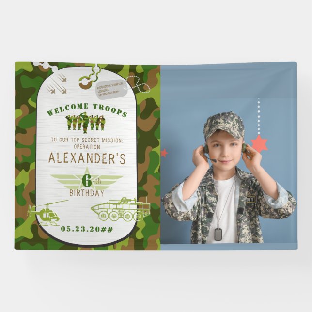 Lona La etiqueta del ejército Camo verde Camuflaje Bien (Horizontal)