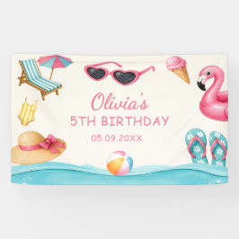 Lona La Fiesta de Cumpleaños en la Piscina de Verano