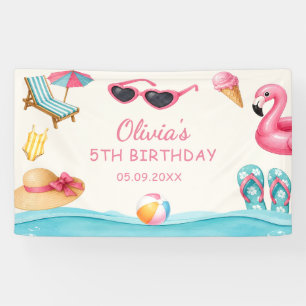 Lona La Fiesta de Cumpleaños en la Piscina de Verano