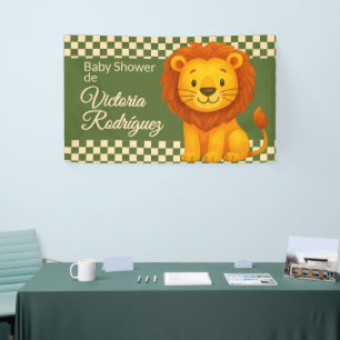 Lona La jungla ruge de ternura: Baby Shower Kawaii León