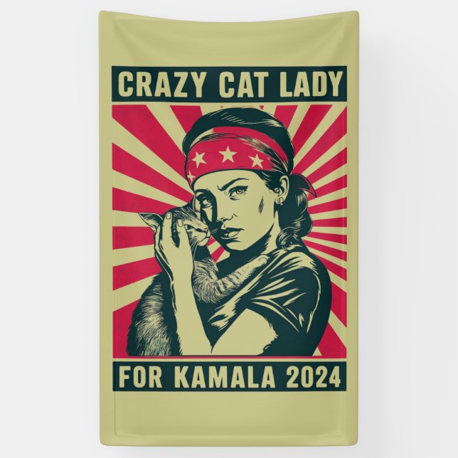 Lona La Loca Dama De Gato De Kamala 2024 (Vertical)