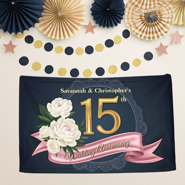 Lona La Marina Floral y el Oro 15 Aniversario Boda (Subido por el creador)