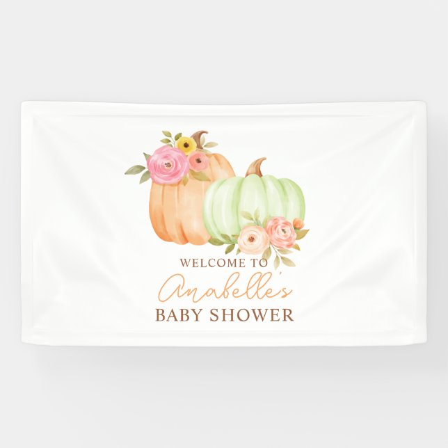 Lona La pequeña calabaza cae Baby Shower personalizada (Horizontal)