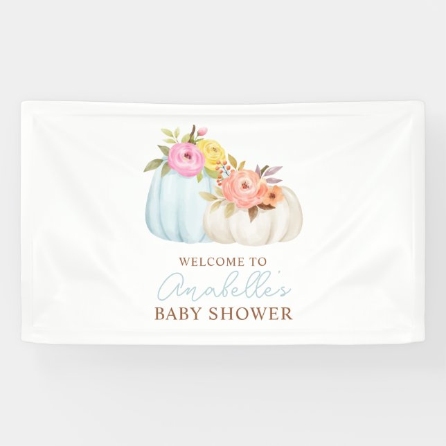 Lona La pequeña calabaza cae Baby Shower personalizada (Horizontal)