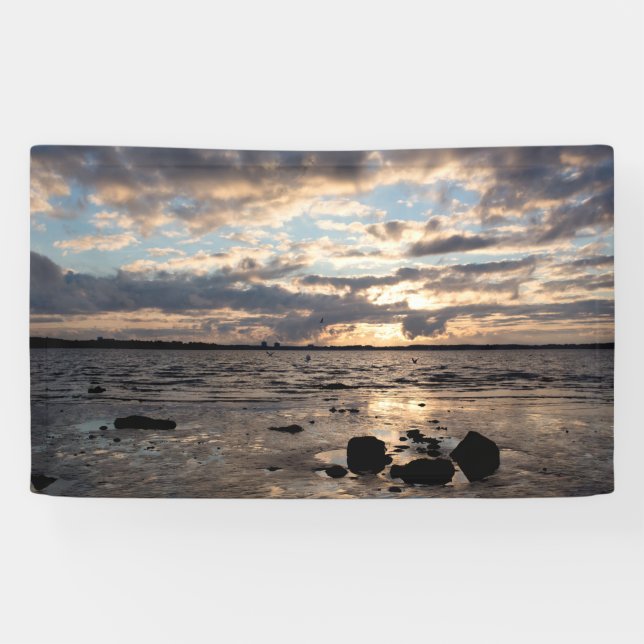 Lona La puesta de sol en la playa (Horizontal)