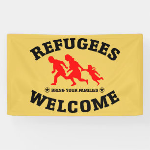 Lona La recepción de los refugiados trae a sus familia