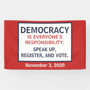 Lona La responsabilidad de la democracia pronuncia el v