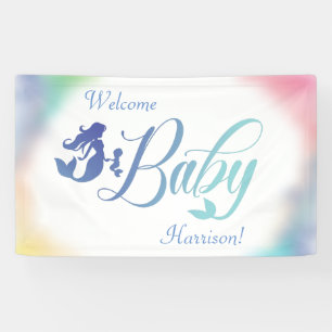 Lona La sirena Baby Shower bajo el mar