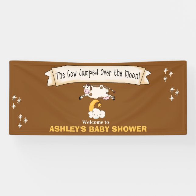 Lona La vaca saltó sobre la bienvenida a la luna (Horizontal)