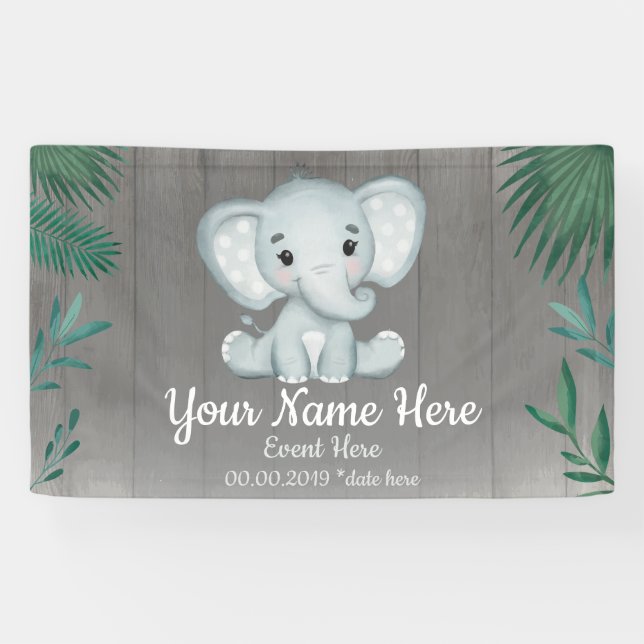 Lona La vegetación del elefante bebé Unisex fondo (Horizontal)