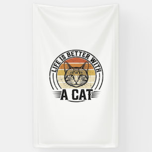 Lona La vida es mejor con un gato Diseño de camiseta vi
