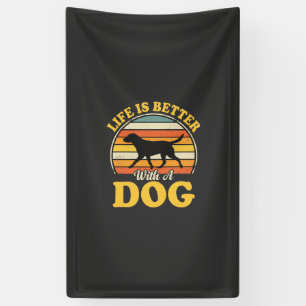Lona La vida es mejor con un perro retro