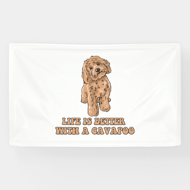 Lona La Vida Es Mejor Con Una Cavapoo - Perro Funny Lov (Horizontal)