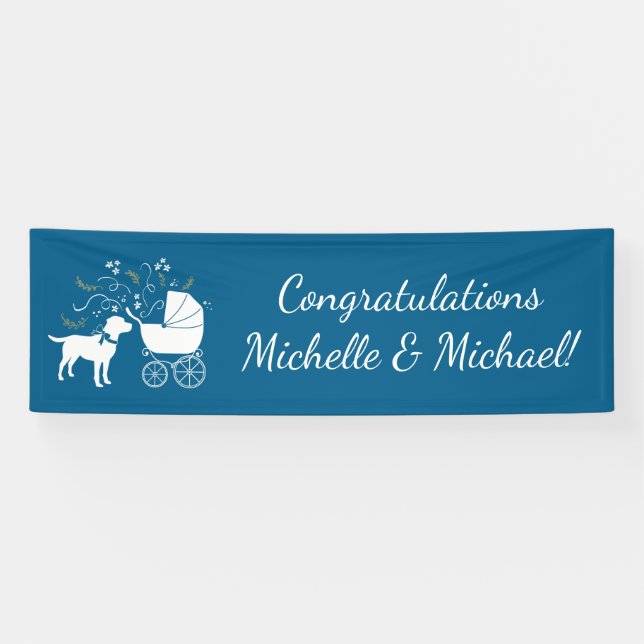 Lona Labrador Dog Baby Shower Blue Boy Lab (Horizontal)