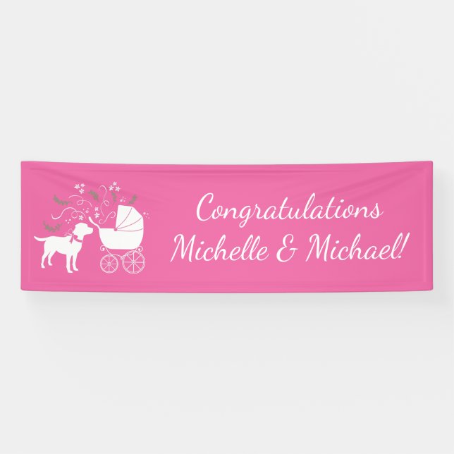Lona Labrador Dog Baby Shower Pink Chica Lab (Horizontal)