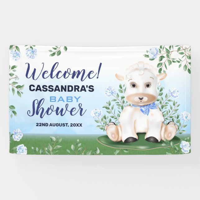 Lona Lamb Blue Floral Baby Shower (Horizontal)
