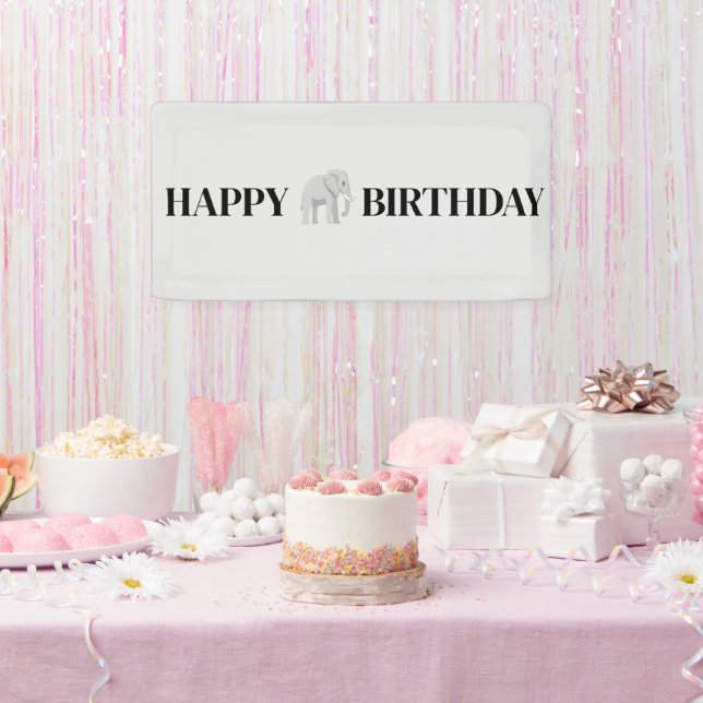 Lona Large Elephant Happy Birthday Banner (Fiesta)