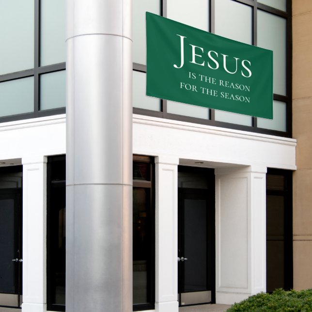 Lona Large Green Custom Jesus Reason For Christmas Sign (Edificio exterior)