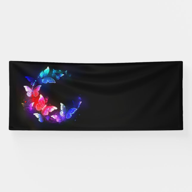 Lona Las mariposas nocturnas brillantes de Neon en el f (Horizontal)