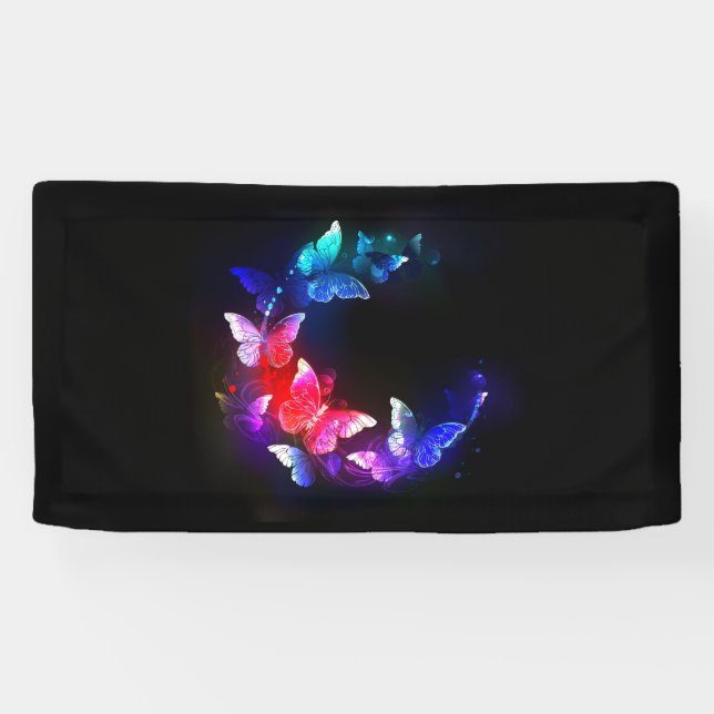 Lona Las mariposas nocturnas brillantes de Neon en el f (Horizontal)