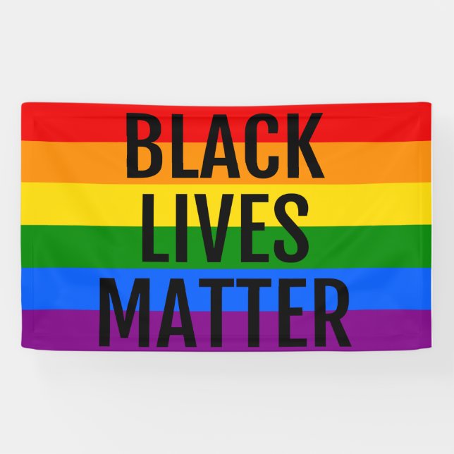 Lona Las vidas negras importan, bandera arco iris LGBT (Horizontal)